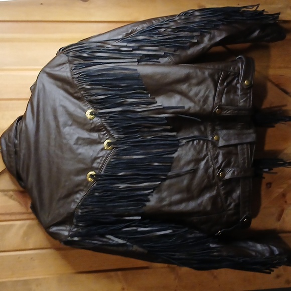 All American Rider Vintage Brown Leather Fringe Jacket - Picture 6 of 12